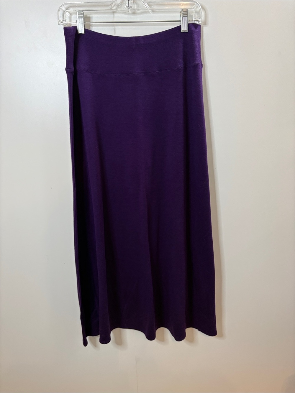 Eileen Fisher Plum Circle Skirt W Yoke. 100% Italian wool jersey. S